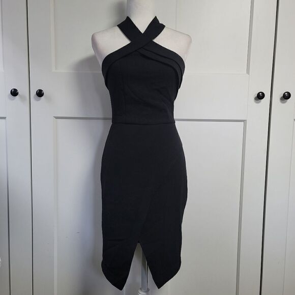 Adelyn Rae Halter asymmetrical sheath dress in black size xsmall - Picture 6 of 16